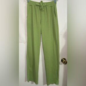 Women’s Lime Green Knit Pants with Drawstring